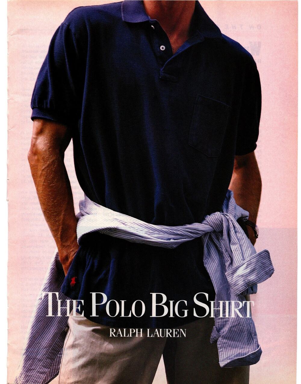 Ralph Lauren Polo Big Shirt Advertisement 1990s Vintage Full Color Mens Fashion